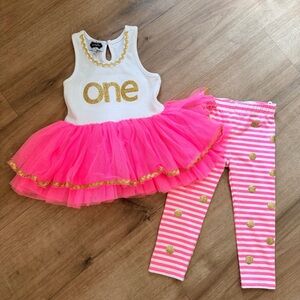 First Birthday Toddler Girl Pink Tutu Dress